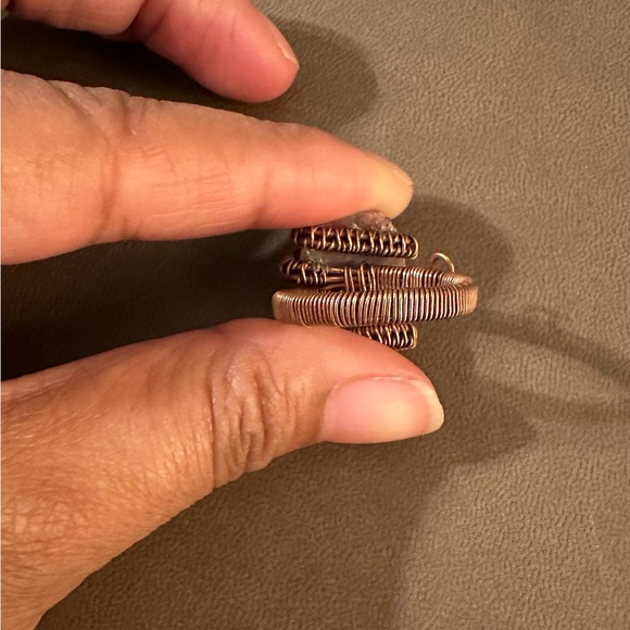 Custom Cobalt Calcite Copper Wired Ring - Picture 4 of 8